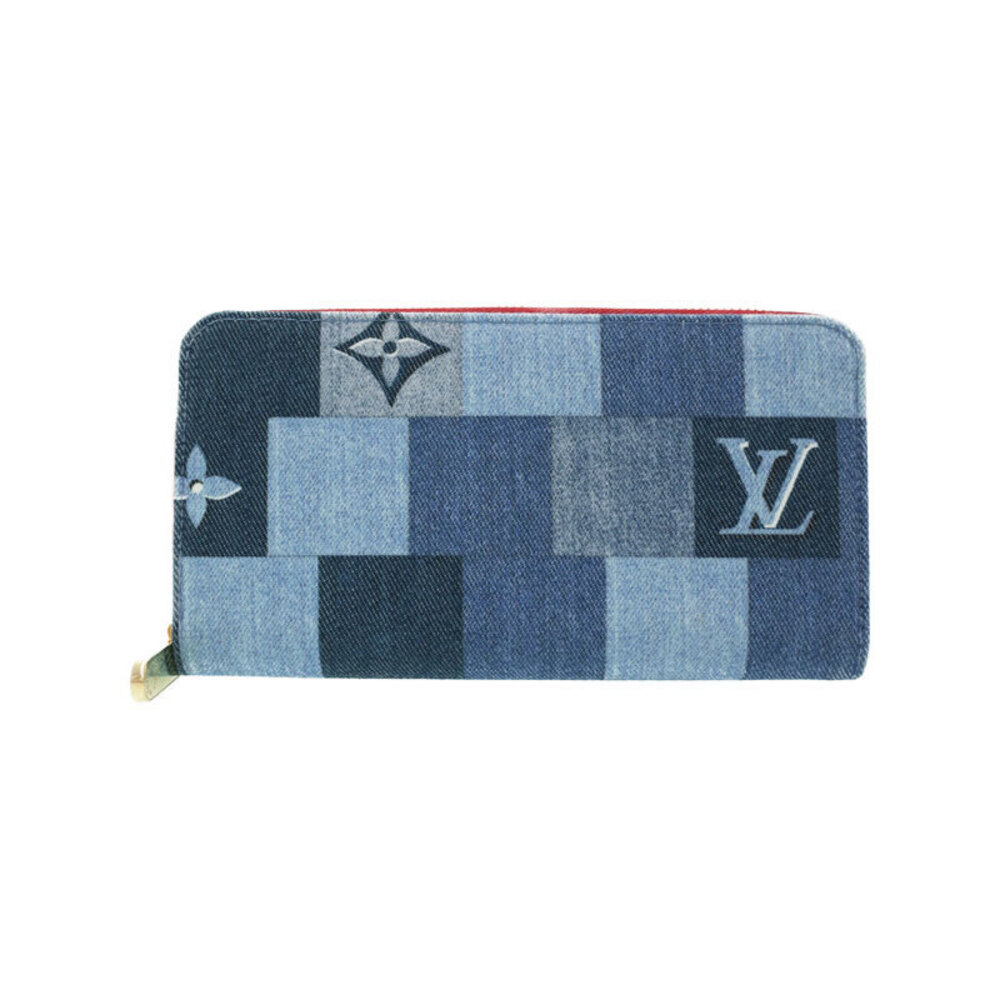 Louis Vuitton Denim Monogram Patchwork Zippy Wallet Round Zipper Long